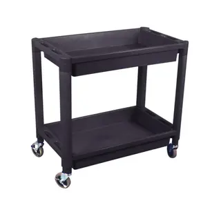 Chariot robuste Astro Pneumatic en plastique noir, 2 tablettes