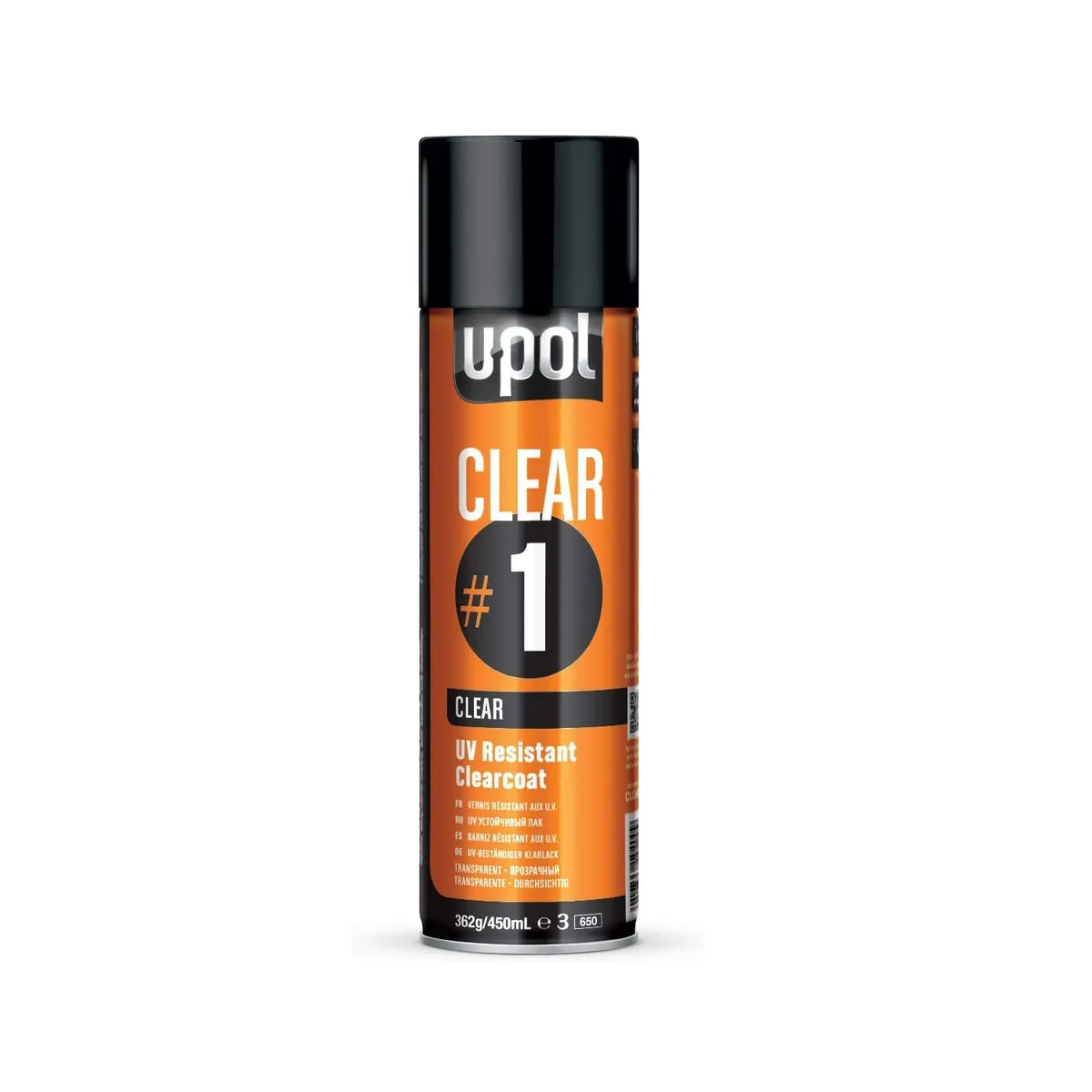 U-POL Clear#1 High Gloss UV-Resistant Clear Coat, 450 ml Aerosol